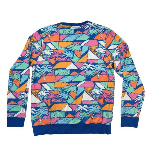 CHUBBIES Comfort Crewneck Sweatshirt Geometric Palm Trees Print Size Large Mens - Picture 2 of 7